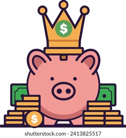 Piggy Money Pot Vector Illustration
