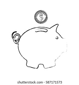 Piggy money saving icon vector illustration graphic design