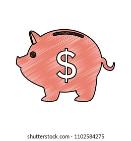 Piggy money savings scribble