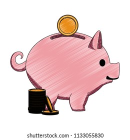 Piggy money savings scribble