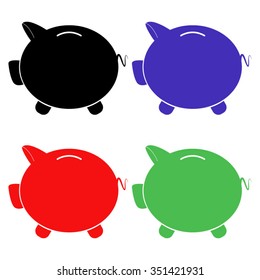 piggy moneybox vector icon - colored set