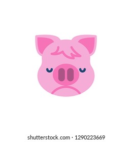 Piggy Nauseated Face Emoji flat icon, vector sign, colorful pictogram isolated on white. Pink pig head emoticon, new year symbol, logo illustration. Flat style design