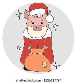 Piggy New Year 2019 symbol of the year of the pig horoscope christmas