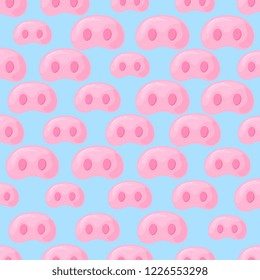 Piggy nose seamless pattern for wrapping gifts for the New Year and Christmas.