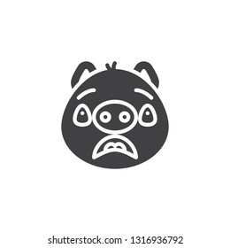 Piggy offended face emoticon vector icon. filled flat sign for mobile concept and web design. Sad piggy face emoji glyph icon. Pig year zodiac symbol, logo illustration. Pixel perfect vector graphics