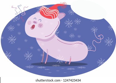 piggy on new year's eve illustration 10 eps