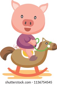 Piggy on rocking horse