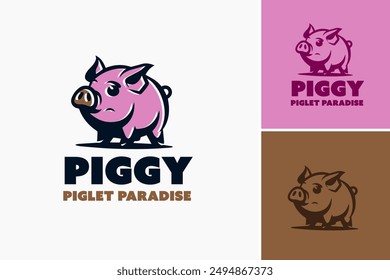 Piggy Piglet Paradise Logo Template exudes charm and joy, perfect for farms or businesses related to pigs and agriculture. Layered EPS Vector