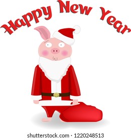 Piggy in Santa costume, New Year, Chinese Calendar 2019