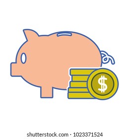 piggy to save money and coins cash currency
