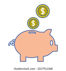 piggy to save money and coins with peso symbol