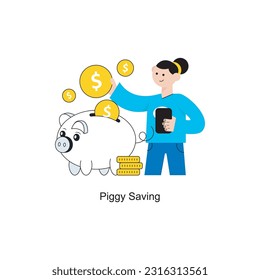 Piggy saving Flat Style Design Vector illustration. Stock illustration