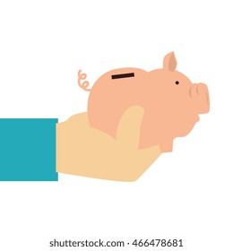 piggy saving money, isolated flat icon design
