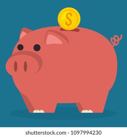 piggy savings with coin