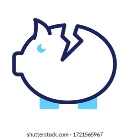 piggy savings line and fill style vector illustration design