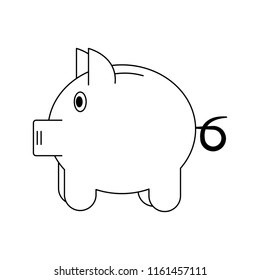 Piggy savings symbol in black and white