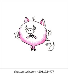 The Piggy Scared drawing is made on a white background.