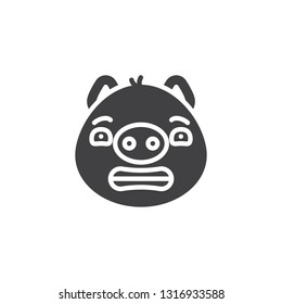 Piggy scared face emoji vector icon. filled flat sign for mobile concept and web design. Scared expression emoticon glyph icon. Pig year zodiac symbol, logo illustration. Pixel perfect vector graphics
