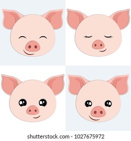  Piggy Seamless Vector Pattern.Vector background. Set Vector Illustration