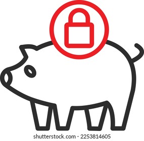 Piggy Security  Vector Icon which is suitable for commercial work and easily modify or edit it
