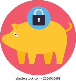 Piggy Security  Vector Icon which is suitable for commercial work and easily modify or edit it
