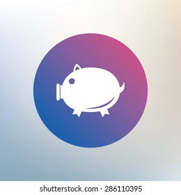 Piggy sign icon. Pork symbol. Icon on blurred background. Vector