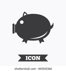 Piggy sign icon. Pork symbol. Graphic design element. Flat piggy symbol on white background. Vector