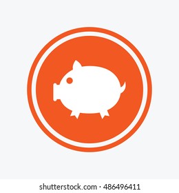 Piggy sign icon. Pork symbol. Graphic design element. Flat pork symbol on the round button. Vector