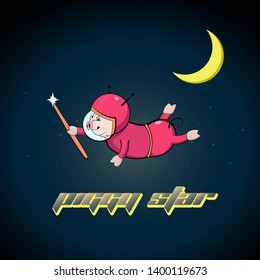 Piggy in in space. - Vector illustration. 