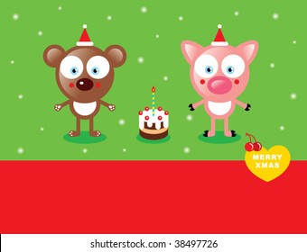 piggy and teddy xmas