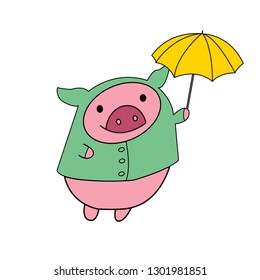 piggy under the umbrella