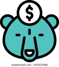 icono de línea de clavija de vector de piggy
