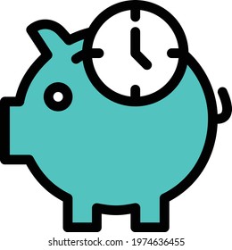piggy vector color line icon