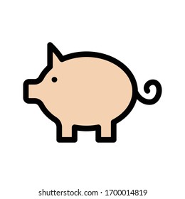 piggy vector flat color icon 