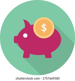 piggy vector flat color icon 