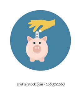 piggy vector flat  colour  icon 