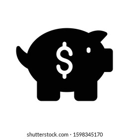 piggy vector glyph flat icon 
