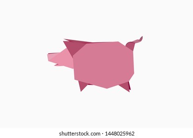 piggy vector origami style design