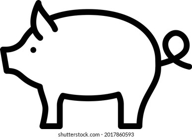 piggy vector thin line icon
