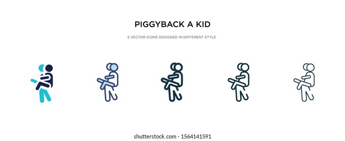 piggyback a kid icon in different style vector illustration. two colored and black piggyback a kid vector icons designed in filled, outline, line and stroke style can be used for web, mobile, ui