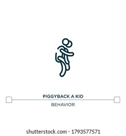 piggyback a kid vector line icon. Simple element illustration. piggyback a kid outline icon from behavior concept. Can be used for web and mobile
