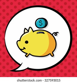 piggybank color doodle, speech bubble