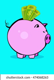 Piggybank with notes