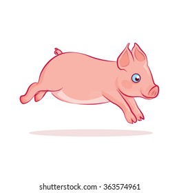 piglet funny running cartoon vector