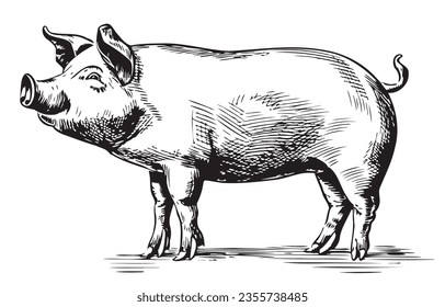 Piglet in graphic style Farming and animal husbandry illustration