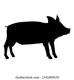 Piglet Logo. Vector Black Silhouette of Pig