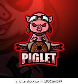 Piglet pilot mascot esport logo design
