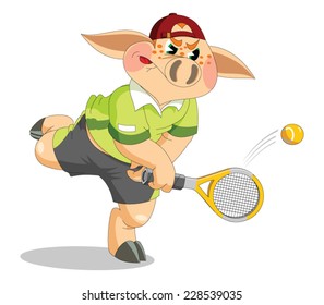 A piglet is tennis player