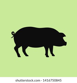 Piglet vector icon on green background