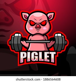 Piglet weightlifting mascot esport logo design